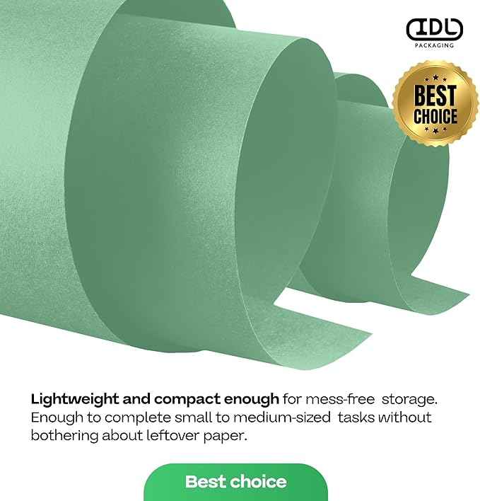 12" x 1200" (100 ft) Green Kraft Paper Roll, Pack of 2 - USA-Made Quality Craft Paper for Gift Wrapping, Kids' Arts & Crafts, School Projects - 100% Recycled, 50 lb Natural Material by IDL Packaging