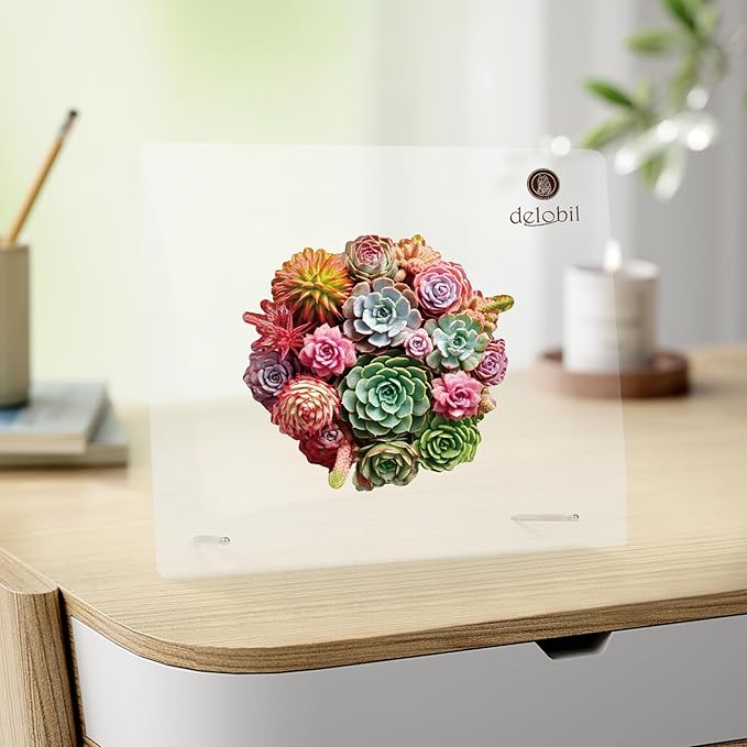 delobil Succulent Bouquet Wooden Puzzles for Adults, 200 Pieces Mandala Round Jigsaw Puzzles, Medium Size Unique Shaped Liberty Wood Puzzle Gift for Kids, Family Game 11.3'' x 10.5''