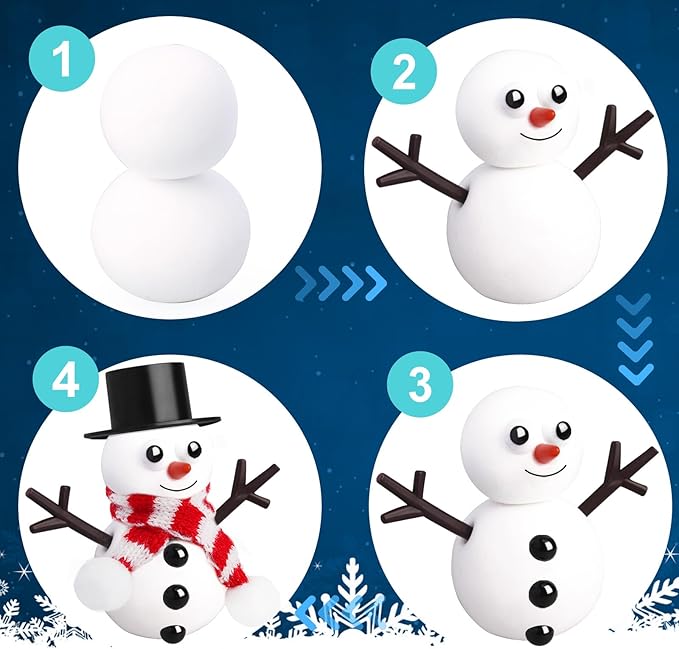BANBBUR 12 Pack Christmas Stocking Stuffers for Kids,Christmas Crafts for Kids,Modeling Clay DIY Build a Snowman Crafts Kit Bulk Christmas Gifts Activities
