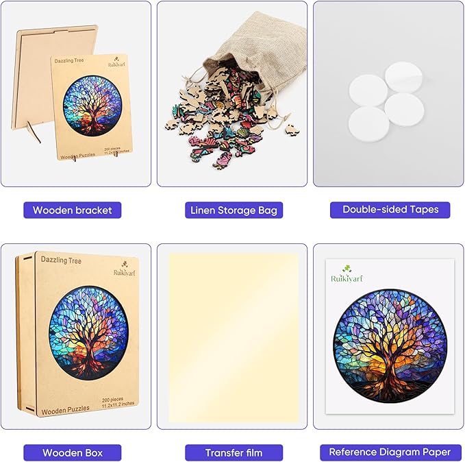 Ruikiyart Wooden Puzzles for Adults,500 Pieces Tree of Life Wooden Jigsaw Puzzles,Unique Shaped Colorful Tree Puzzles for Kids and Adults,Family Game,Christmas Birthday Gifts,17.3x18.4 Inches