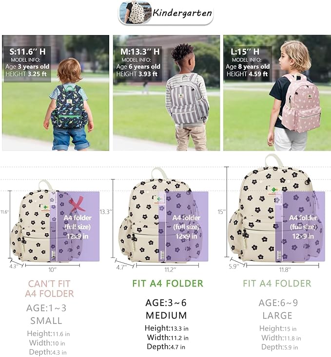 Kids' Backpacks for Girls & Boys - Kindergarten & Elementary School, Small Child Toddler Backpack, 14" H, Ages 3-6