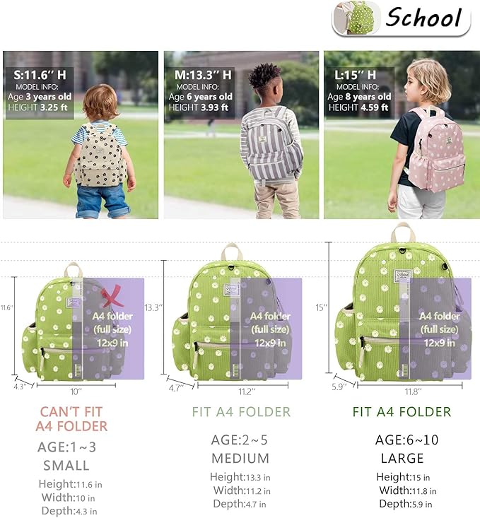 Corduroy Kids Backpack for Girls 6-10: Girls Backpacks for Elementary Kindergarten 15” H Fit Folder