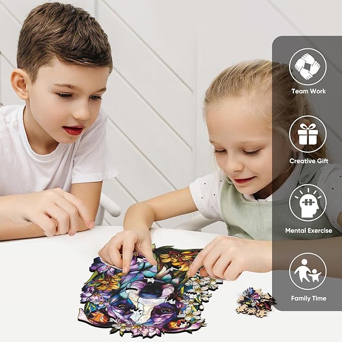 Wooden Puzzles for Adults, 467 Pieces Wooden Dog Jigsaw Puzzles, Animal Unique Shaped Puzzle Gifts for Adults and Kids on Birthday, Thanksgiving, Challenging Family Puzzle Games(12.7"*16.9'')