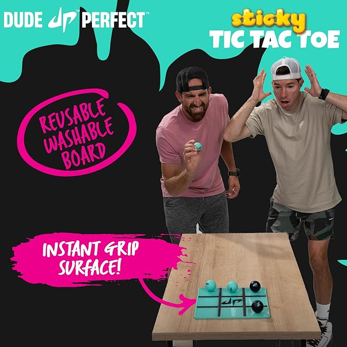 Dude Perfect Sticky Tic Tac Toe & Tabletop Roll Set | Indoor & Outdoor Games, Perfect Fun for Family Game Night & Parties, Birthday for Children, Kids & Adults | Ages 4+ & 6+