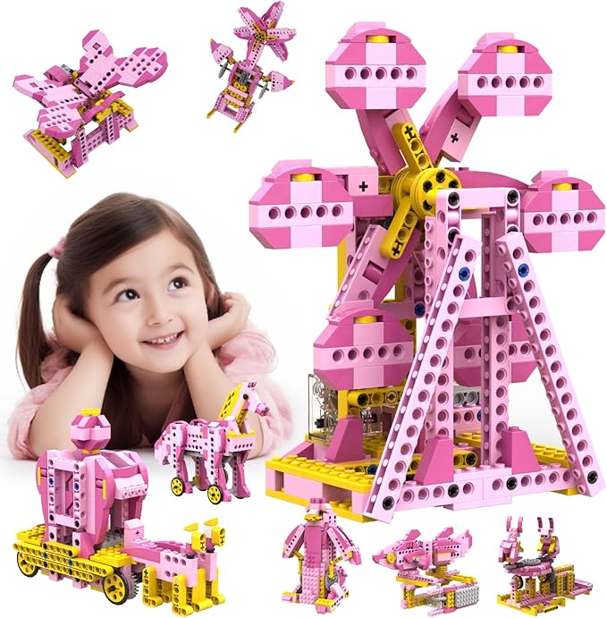 Robot G STEM Kits for 6-7 Year Old Girl, 8 in 1 Electric Building Toys for Kids 6-8 8-10, DIY Educational Construction Science Kit for Girls 6-12 Christmas Birthday Gift