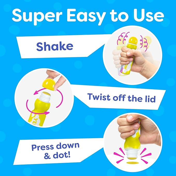 Dot Markers For Toddlers 1-3 - Dot Art Paints Washable For Kids - Includes Printed & PDF Coloring Sheets - Toddler Arts And Crafts - Preschool Learning Activities - Bingo Daubers For Toddlers 2-4