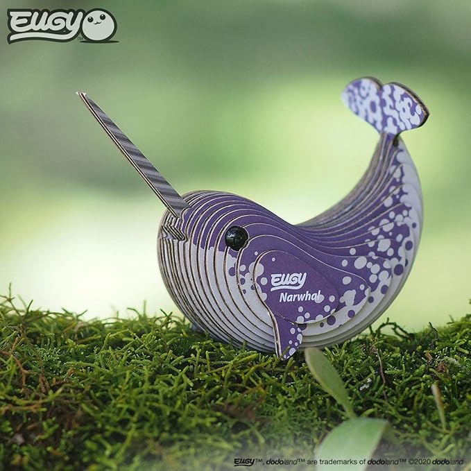 Eugy Narwhal 3D Puzzle, 23 Piece Eco-Friendly Educational Toy Puzzles for Boys, Girls & Kids Ages 6+