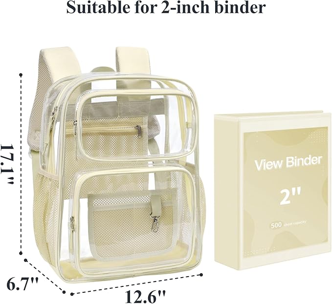 PACKISM Clear Backpack for School - 17 inch Large Heavy Duty Clear Bookbag, See Through PVC Backpacks (for age 12 above)