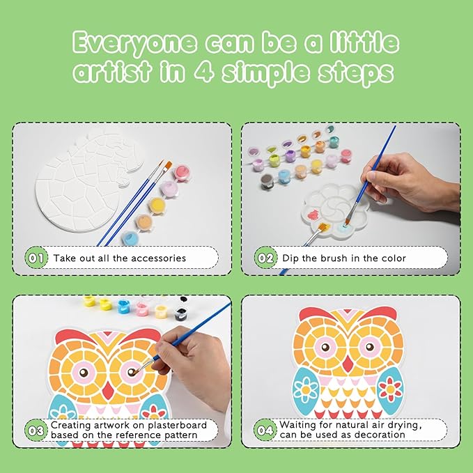QANIY Stepping Stones Painting Kit for Kids, 5 Pack Outdoor Garden Stone Crafts, Kids Craft Paint Kits for Boys Girls Birthday Party Gift Toy Ages 3+