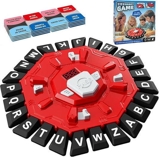 Word Game with LED Display, Alphabet Games, Fast-Paced Family Board Game for Learning Playing Game Gifts for Ages 3+ (Red)