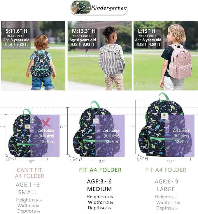 Kids Backpacks For Girls & Boys, Elementary School Bookbag, 14" H, For Kids 3-6 Medium