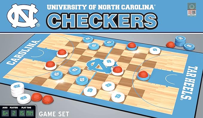 MasterPieces Family Game - NCAA UNC Tar Heels Checkers - Officially Licensed Board Game For Kids & Adults