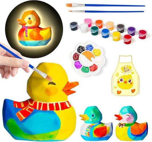 Loungelore Paint Your Own Duck Lamp Kit, Art Supplies Arts and Crafts for Kids Ages 8-12, DIY 3D Duckling Night-Light, Creativity Painting Kit Toy for Girl Boy Teen, Birthday Gift for Daughter Son