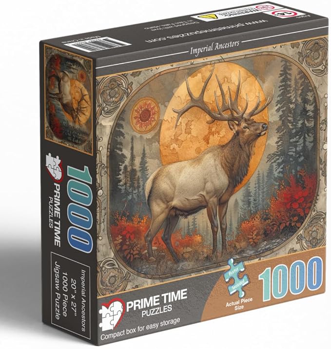 1000 Piece Jigsaw Puzzle for Adults - Bull Elk Fall Forest - Challenging Nature Wildlife Puzzle -Rocky Mountain Big Game - Perfect for Game Nights - 20x27 inches