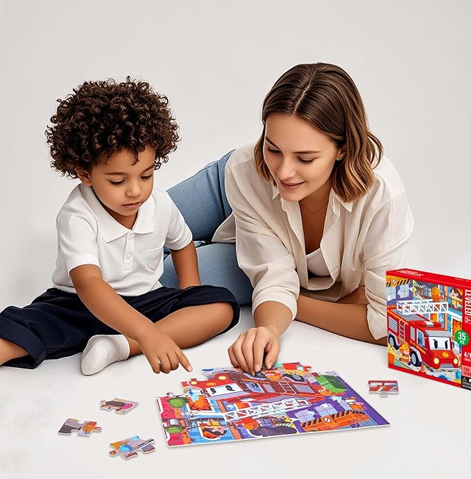 Puzzles for Kids Ages 3-6 Year Old,24 Pieces Jigsaw Puzzles for Toddlers & Children Ages 4-6,Educational Floor Puzzles with Storage Box for Gifts (Ambulance)