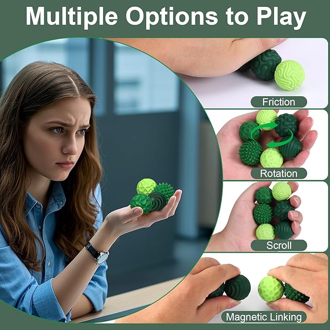 BUSOHA Silicone Magnetic Fidget Balls - 6 Pack New Grade Fidget Toys Stress Balls for Adults Sensory Stone Travel Toys for Calming,Autism and ADHD,Gifts for Kids Girls Boys Teens
