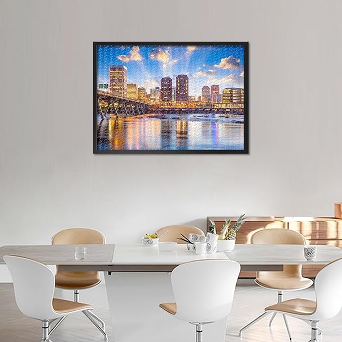 Puzzles for Adults 1000 Pieces Richmond Virginia USA Cityscape Challenging Jigsaw Puzzles for Adults, 27.5x19.7 Inch Puzzle Game for Women Home Decoration Birthday Gift (City Skyline Series)