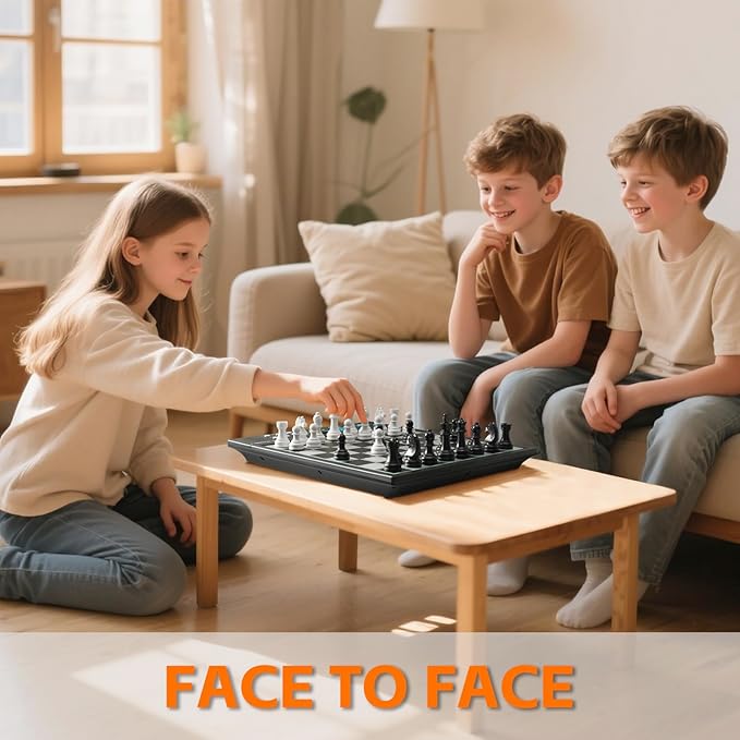 Advanced Electronic Chess Board, Smart Computer Chess Set, AI Voice Coach Learning for Kids, ELO 2200+ for Improving Players, Magnetic Large Pieces & Board Perfect for Adults, LCD Display(Black)