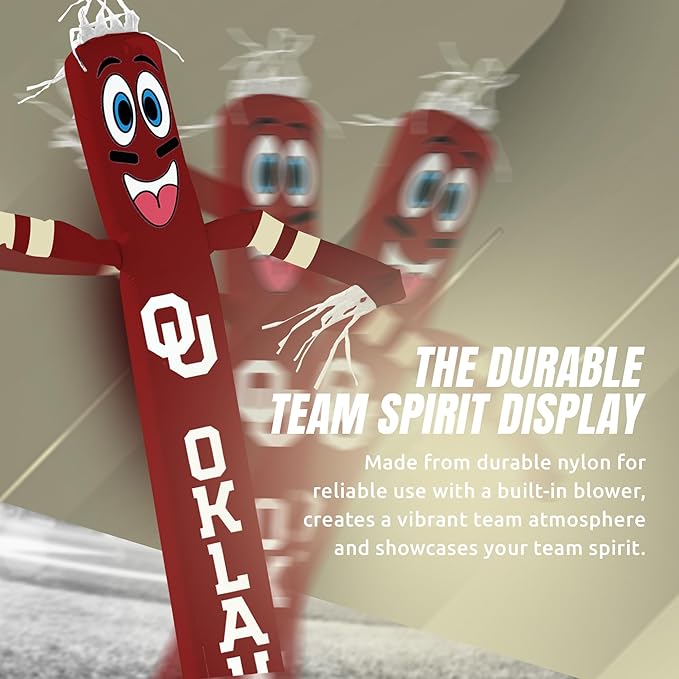NCAA Oklahoma Sooners Football Wacky Waving Inflatable Tube Guy with LED Lights & Built-in Blower - 6" x 36" x 96" Inflatable Tube Man Crazy Sports Fan Outdoor Party Decoration