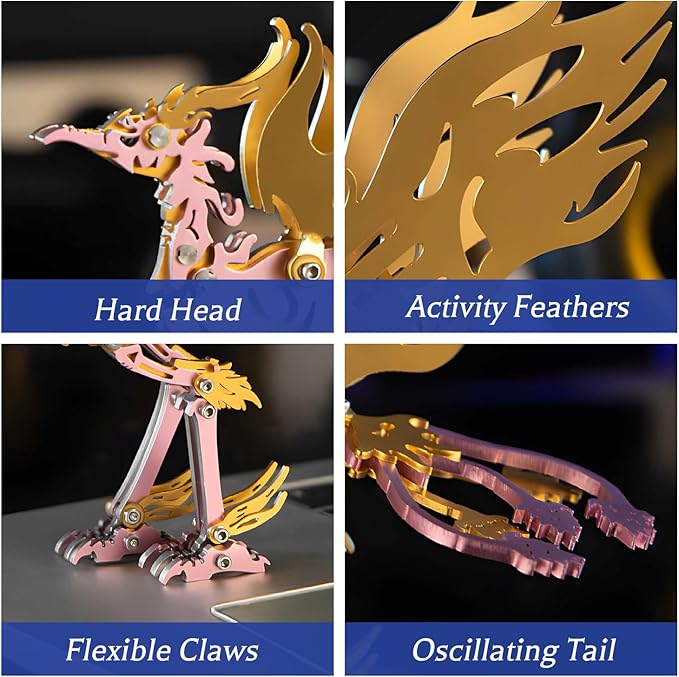3D Metal Puzzles for Adults, Mechanical Metal Model Kits for Adults Bi Fang, 3D Puzzle Stainless Steel Ornaments for Men Women Art Craft Gifts Toys(Golden Wing).