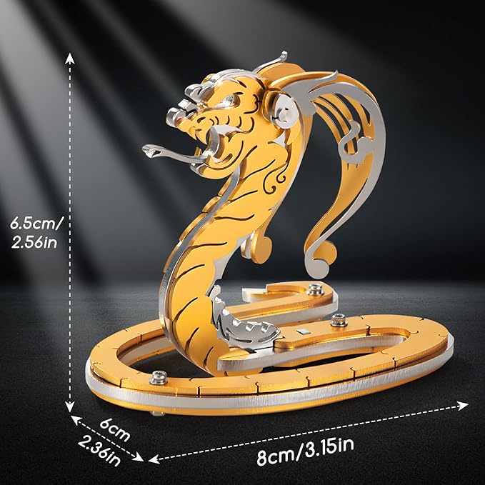 3D Metal Puzzles for Adults, Metal Model Kits for Adults Mechanical, Gold Snake 3D Puzzle Stainless Steel Ornaments for Men Women Art Craft Gifts Toys(Zodiac Sign).