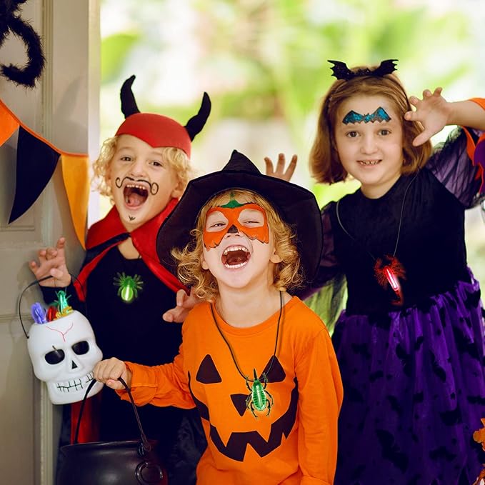 SpringFlower 60pcs Halloween Glow Critters Set for Halloween Party Favor,18 Critters Toys and 42 Glow Sticks, Glow in The Dark Party Favors, Halloween Goodie Bag Fillers, Halloween Miniatures.