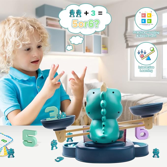 Dinosaur Kindergarten Preschool Learning Activities Math Counting Matching Letter Toys - Toddler Educational Toys for 3 4 5 6 7 Year Olds Boys Birthday Gift Games for Kids Ages 5-7 3-5