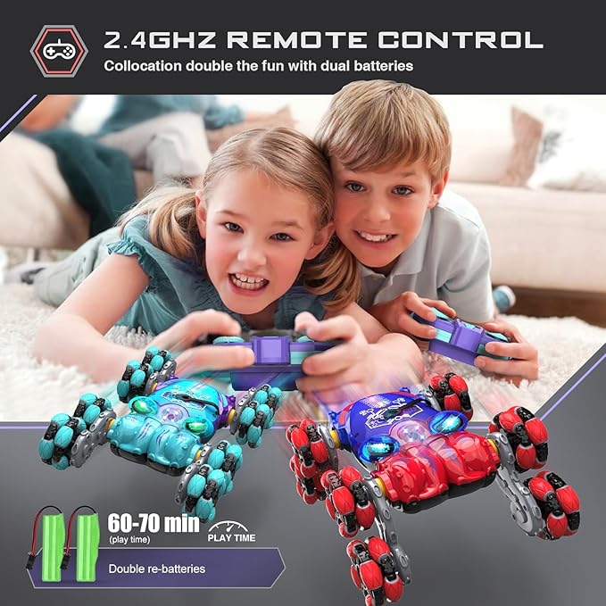 ATHLERIA 8WD Gesture Sensing Rc Stunt Car Toys for Boy Age 8-13,Octopus Remote Control Cars with Spray Lights,Racing Drift Car,Christmas Birthday Gifts Toys for Boys Girls Teens 8 9 10 11 12 13+ Year