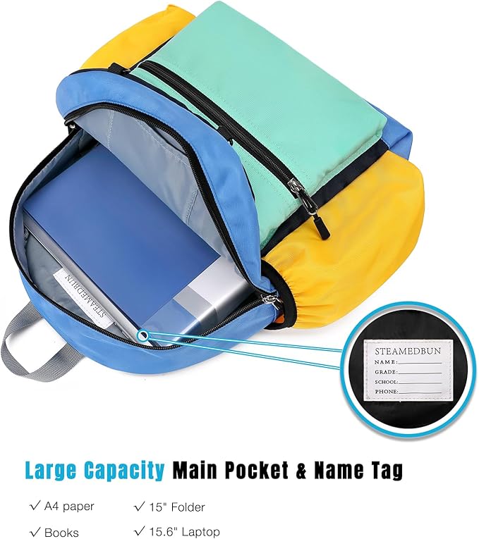 STEAMEDBUN Kids Backpack for Boys 4-6: Boys Backpacks for Elementary - 15 inch Backpack for Kindergarten