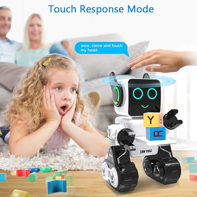 Robot Toy for Kids, Remote Control and Intelligent Programming RC Robot, Music, Dancing, Talk, Play with Kids as a Gift for Gril and Boy(White)