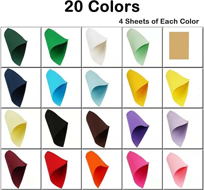 80 Sheets Colored Cardstock Paper 20 Assorted Colors, 8.5” x 11” Colorful Card Stock Printer Paper 200 GSM A4 Cardstock Colored Paper for Card Making, Kids Craft, Scrapbooking, Party Decor.