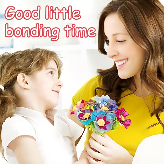 Fabric Flower Bouquets Toys for Kids Adults - DIY Craft Kits Toy Bouquet Making Kit, Handmade Fabric Flowers Crafts Activity, Creative Gift for Girls Boys Children Party Decor, Age 3 4 5 6 7 8 9