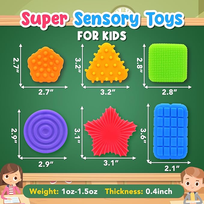 Squishy Sensory Toys for Kids Toddlers: Super Soft & Textured Sensory Fidget Toy for Autistic Children Special Needs | Stress Calming Toys for Kids | Baby Stocking Stuffers Fidget Toy for Autism, ADHD