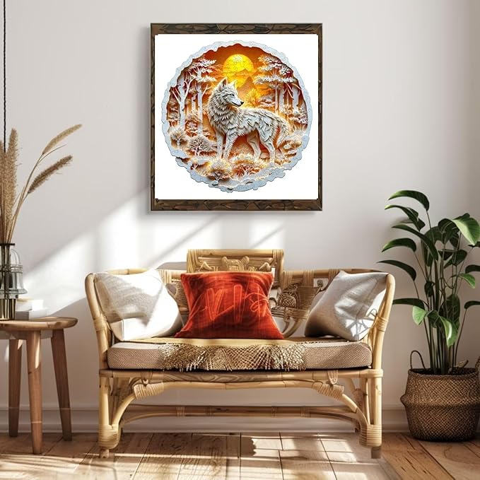 Wooden Puzzles for Adults, 3D Wolf Wooden Puzzles 290 Pieces, Unique Animal Shaped Wood Challenging Jigsaw Puzzles Gifts for Adults, 13.4x13.4in