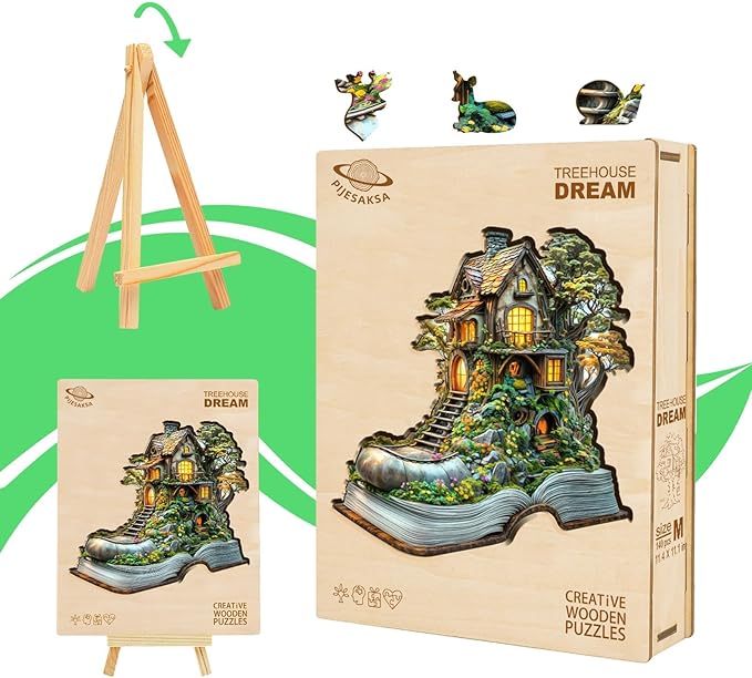 Wooden Puzzles for Adults, Treehouse Dream Wooden Jigsaw Puzzle for Adults, Wood Puzzles Adult, Unique Shape Puzzle, Fun Gifts for Friends & Family, Home Decor(M -11.4 * 11.1in-140 pcs)