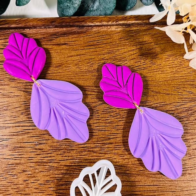 Polymer Clay Cutters Leaf & Feather Shapes – 2 Sizes Clay Earring Cutters for Polymer Clay Jewelry, Molds and Tools for DIY Dangle Earrings