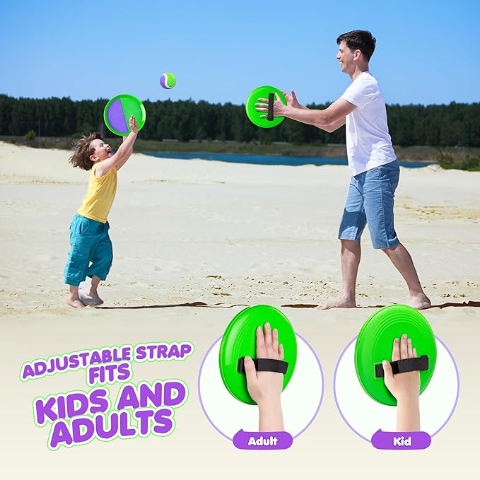 Toss and Catch Ball Set Upgraded - Kids Toys Outdoor Games for Whole Family - Water-Resistant Great for Beach Pool Yard Games - Classic Gift for Boys Girls 3 4 5 6 7 8 9 10 11 12+ Years Old