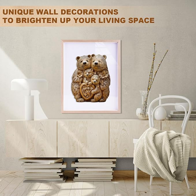 Wooden Puzzles for Adults,woodcarve Bear Family Shaped Unique Wooden Jigsaw Puzzles, Creative Ghristmas Gift for Teenagers and Adults.