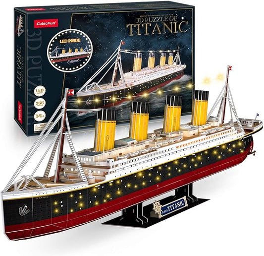 CubicFun 3D Puzzles for Adults - LED Titanic 35'' Large Ship - New Home Desk Decor - House Warming, Wedding, Anniversary, Valentines Day Teacher Gifts for Him Her Stocking Stuffers for Adults