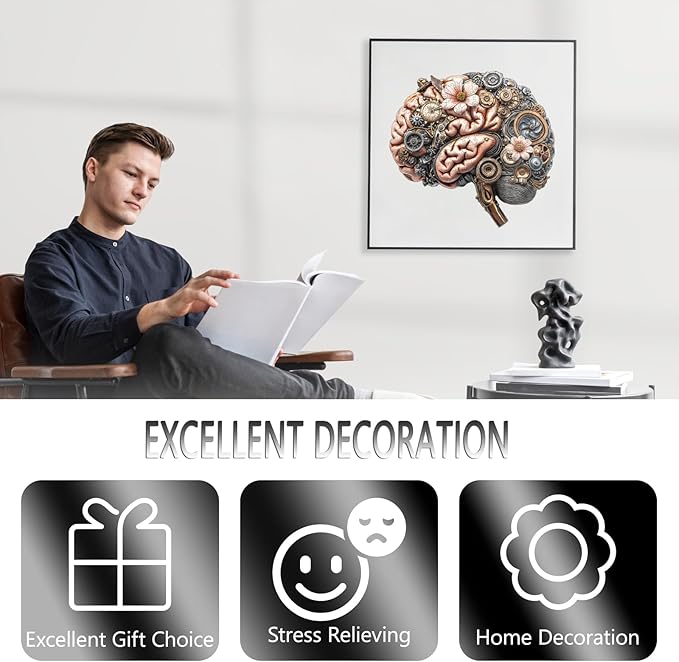 Wooden Puzzles for Adults, Mechanical Brainstem Wooden Jigsaw Puzzles, Flat Puzzle with 3D Visual Effect, Brain Wood Puzzles Adult, Unique Shape Wall Art Canvas Puzzle Gift (L-13.4 * 12.6in-250Pcs)