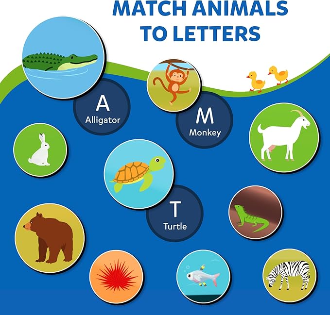 Skillmatics Magnetic Matching Activity - Letters, Numbers & Animals, Preschool Learning Toy & Game for Kids, 35+ Magnetic Pieces, Gifts for Boys & Girls Ages 3, 4, 5, 6