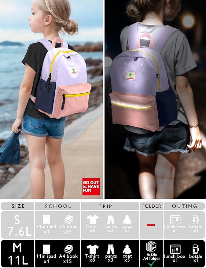 Kids Backpacks For Girls & Boys, Kindergarten & Elementary School Bookbag, For School & Travel, Small Child Toddler Backpack, 13" H, For Kids 3-5 Medium