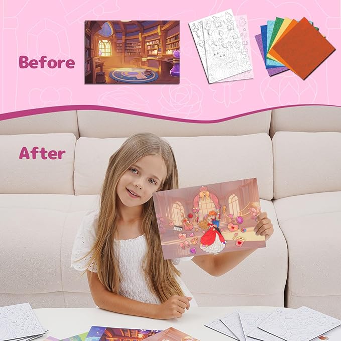 MyPixie Foil Art & Fun - No Mess Princess Foil Crafts for Kids, DIY Creative Activity, Craft Kits & Supplies, Birthday Gifts, Arts & Crafts, Toys, Gifts for Ages 4, 5, 6, 7, 8, 9, 10