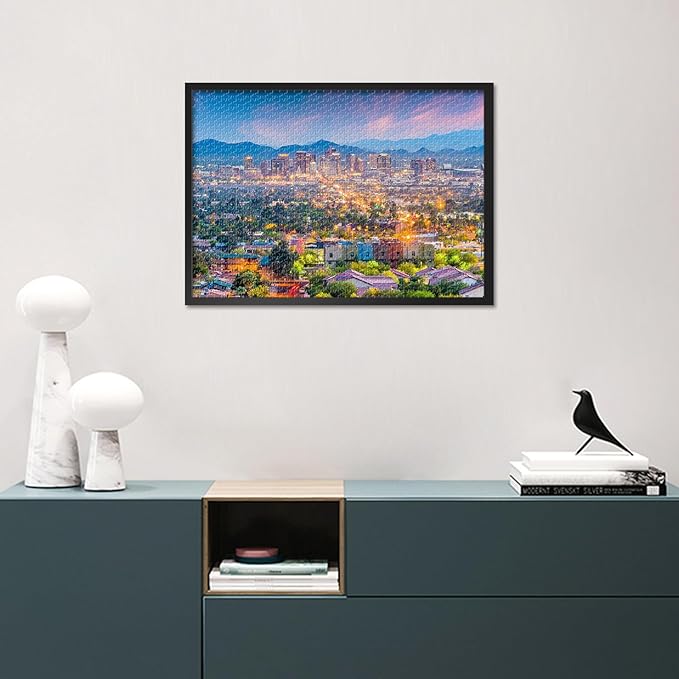 Puzzles for Adults 1000 Pieces City Skyline Phoenix, Arizona - Hard Difficult Challenging Family Puzzle, 27.5x19.7 Inch Jigsaw Puzzles USA Downtown, Puzzle Game for Women Home Decoration Gift