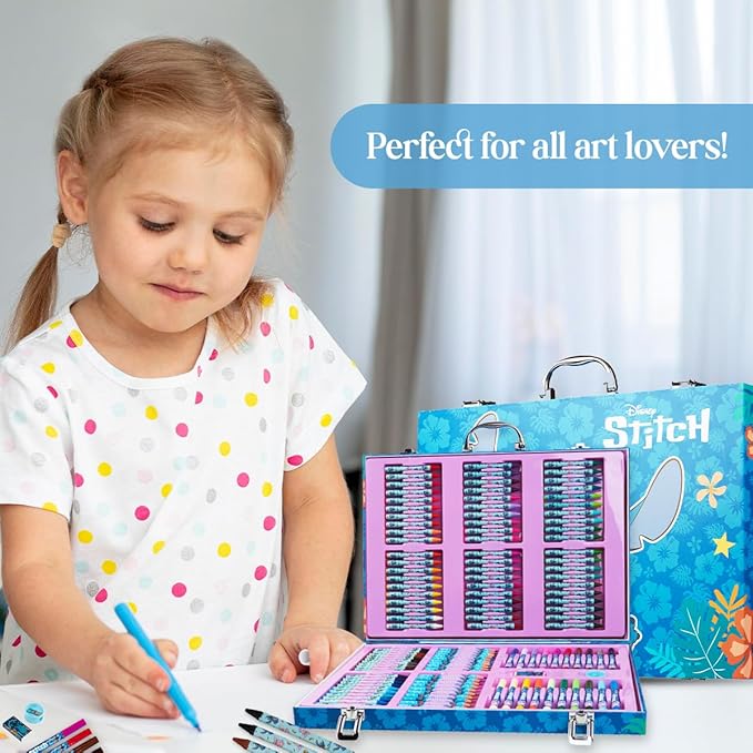 Disney Stitch Colored Pencils Art Supplies Kids Drawing Kit School Supplies Crayons Markers Coloring Sheets Art Kit Gifts for Kids Girls (Multi Stitch Set)