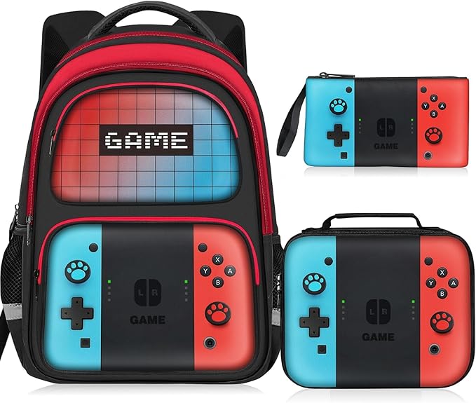 Kids Backpack For Boys,Gamer Boys Backpack For Children Teens Elementary Middle School, 17″ Students Bookbag