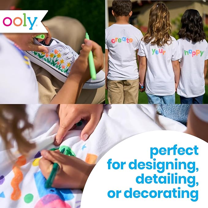 Ooly Permanent Fabric Markers Set of 12, Fabric Doodlers are for Drawing on Denim Jackets, Light T-Shirts, Book Bags, Backpacks and More, Great Kids Activty - Back to School Supplies