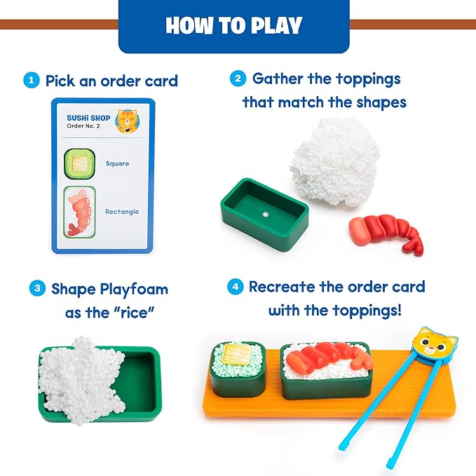 Educational Insights Playfoam Sushi Shop - Sensory Toys & Fidget Toys for Kids, Pretend Play Food Craft Kit, Squishy Foam, Non Sticky Dough & Classroom Tools, Gifts for Ages 3+