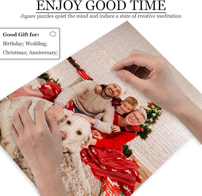 Custom Puzzle 120/200/300/500/1000/1500 Pieces, Personalized Puzzle from Your Own Photos, Customized Picture Jigsaw Puzzle Gift for Christmas Wedding Birthday Family