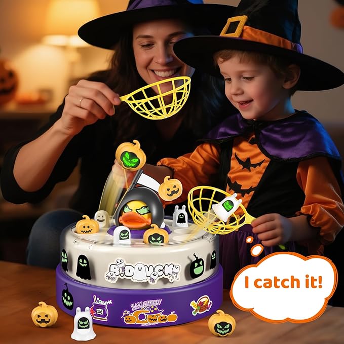 B.Duck Halloween Games for Kids 4-6, Bounce and Catch Duck Toys for Toddlers 3-5, Family Halloween Party Board Game, Indoor Halloween Party Favors Gifts for Boys Girls 5-7